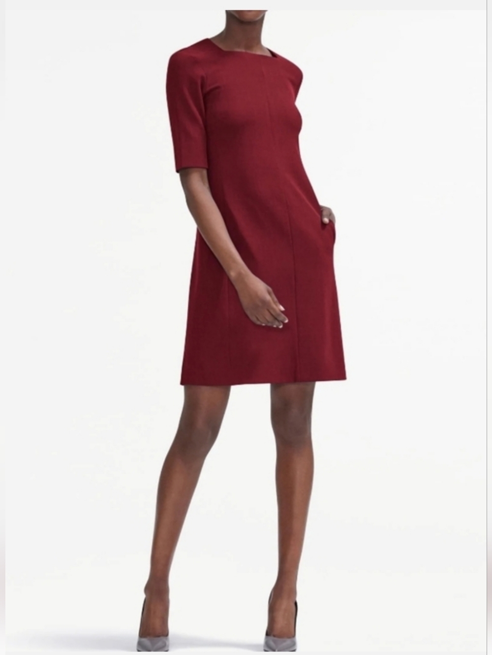 MM Lafleur Emily Dark Red Shift Dress Sz 2